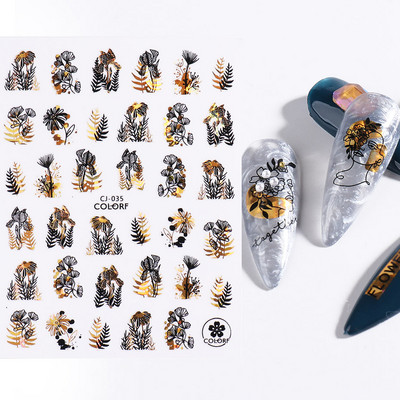 3D lillelehtede jooneribad küünekleebised liblikas abstraktne nägu bambusest geomeetria leopard liugurid küünte kaunistamiseks SASTZ-CS100-115