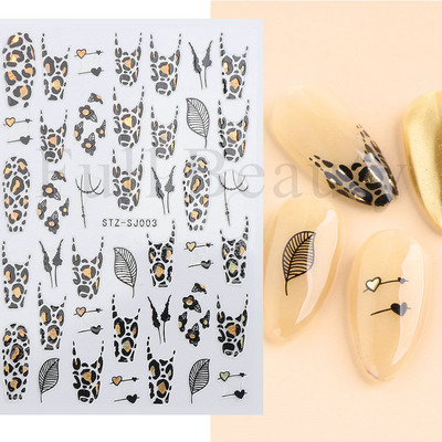 3D lillelehtede jooneribad küünekleebised liblikas abstraktne nägu bambusest geomeetria leopard liugurid küünte kaunistamiseks SASTZ-CS100-115