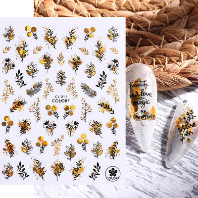 3D lillelehtede jooneribad küünekleebised liblikas abstraktne nägu bambusest geomeetria leopard liugurid küünte kaunistamiseks SASTZ-CS100-115