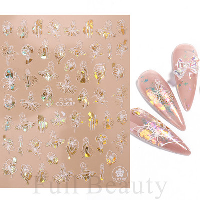 3D lillelehtede jooneribad küünekleebised liblikas abstraktne nägu bambusest geomeetria leopard liugurid küünte kaunistamiseks SASTZ-CS100-115