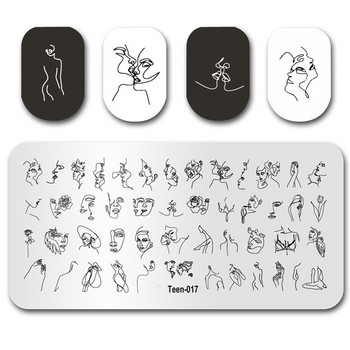 Листа Цвете Ивица Дизайн Плочи за щамповане Абстрактен Sn Шаблон за печат за нокти Извивка Животни Шаблон за печат Шаблони за нокти