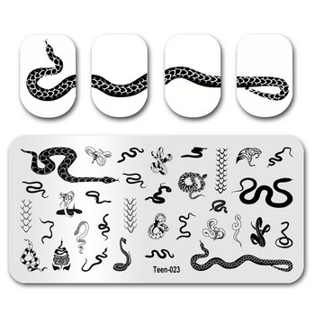 Листа Цвете Ивица Дизайн Плочи за щамповане Абстрактен Sn Шаблон за печат за нокти Извивка Животни Шаблон за печат Шаблони за нокти