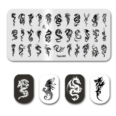 Leaves Flower Stripe Design Plate Stamping Abstract Sn Nail Stamp Template Curve Animals Printing Stencil Nail Templates