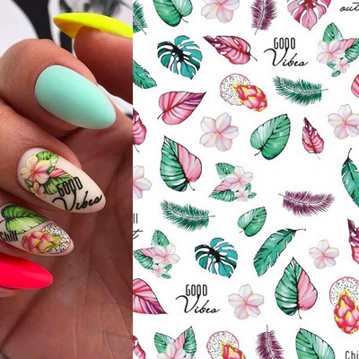 3D Bohemia Fekete vonal Virágok Letter Desgin Öntapadó Nail Art matricák Körömáteresztő csúszók Pakolások Manikűr Fóliák DIY Z540