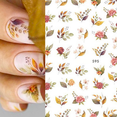 3D Bohemia Fekete vonal Virágok Letter Desgin Öntapadó Nail Art matricák Körömáteresztő csúszók Pakolások Manikűr Fóliák DIY Z540