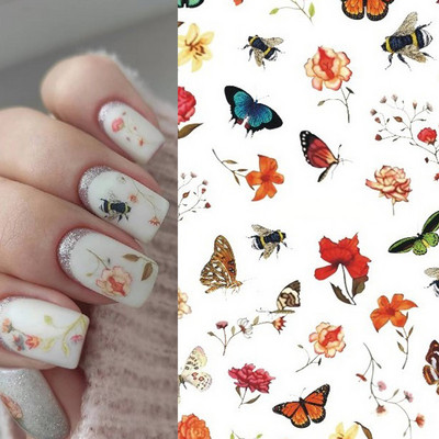3D Bohemia Fekete vonal Virágok Letter Desgin Öntapadó Nail Art matricák Körömáteresztő csúszók Pakolások Manikűr Fóliák DIY Z540