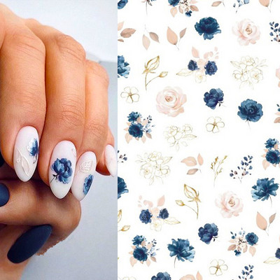 3D Bohemia Fekete vonal Virágok Letter Desgin Öntapadó Nail Art matricák Körömáteresztő csúszók Pakolások Manikűr Fóliák DIY Z540