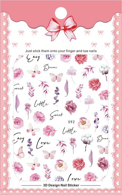 3D Bohemia Fekete vonal Virágok Letter Desgin Öntapadó Nail Art matricák Körömáteresztő csúszók Pakolások Manikűr Fóliák DIY Z540