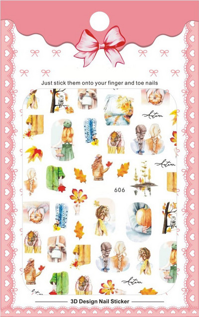 3D Bohemia Fekete vonal Virágok Letter Desgin Öntapadó Nail Art matricák Körömáteresztő csúszók Pakolások Manikűr Fóliák DIY Z540