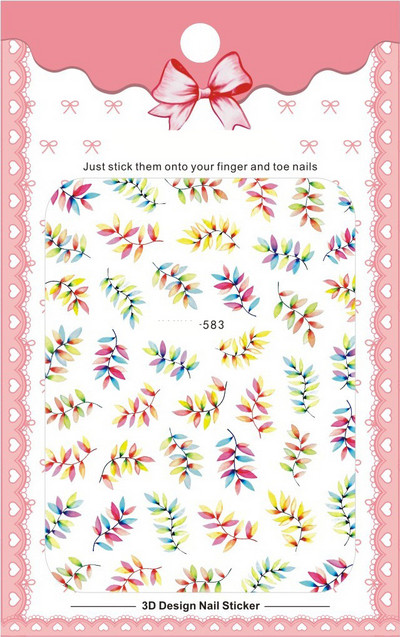 3D Bohemia Fekete vonal Virágok Letter Desgin Öntapadó Nail Art matricák Körömáteresztő csúszók Pakolások Manikűr Fóliák DIY Z540