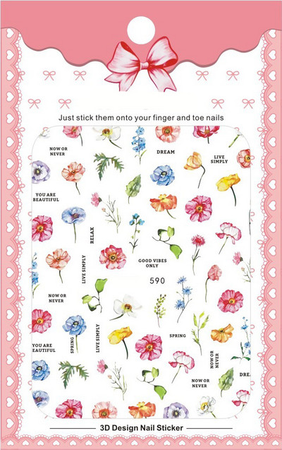 3D Bohemia Fekete vonal Virágok Letter Desgin Öntapadó Nail Art matricák Körömáteresztő csúszók Pakolások Manikűr Fóliák DIY Z540