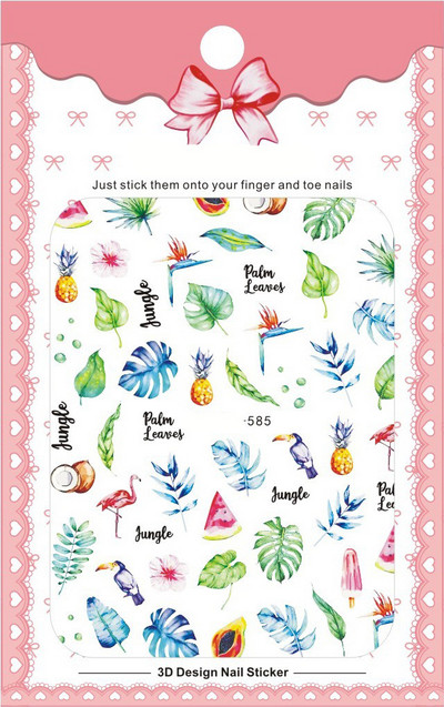 3D Bohemia Fekete vonal Virágok Letter Desgin Öntapadó Nail Art matricák Körömáteresztő csúszók Pakolások Manikűr Fóliák DIY Z540