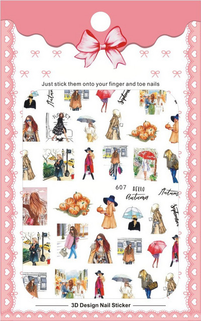 3D Bohemia Fekete vonal Virágok Letter Desgin Öntapadó Nail Art matricák Körömáteresztő csúszók Pakolások Manikűr Fóliák DIY Z540