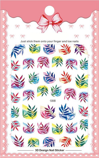 3D Bohemia Fekete vonal Virágok Letter Desgin Öntapadó Nail Art matricák Körömáteresztő csúszók Pakolások Manikűr Fóliák DIY Z540