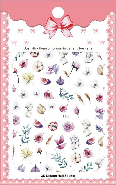 3D Bohemia Fekete vonal Virágok Letter Desgin Öntapadó Nail Art matricák Körömáteresztő csúszók Pakolások Manikűr Fóliák DIY Z540