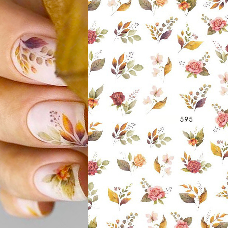 3D Bohemia Fekete vonal Virágok Letter Desgin Öntapadó Nail Art matricák Körömáteresztő csúszók Pakolások Manikűr Fóliák DIY Z540