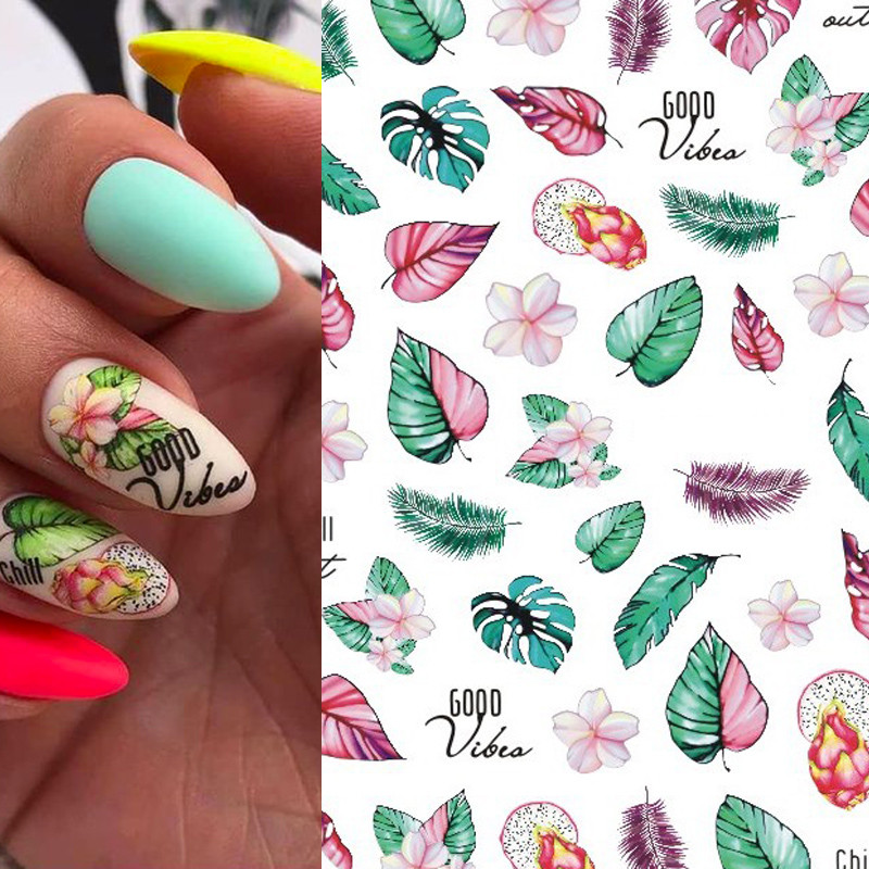 3D Bohemia Fekete vonal Virágok Letter Desgin Öntapadó Nail Art matricák Körömáteresztő csúszók Pakolások Manikűr Fóliák DIY Z540