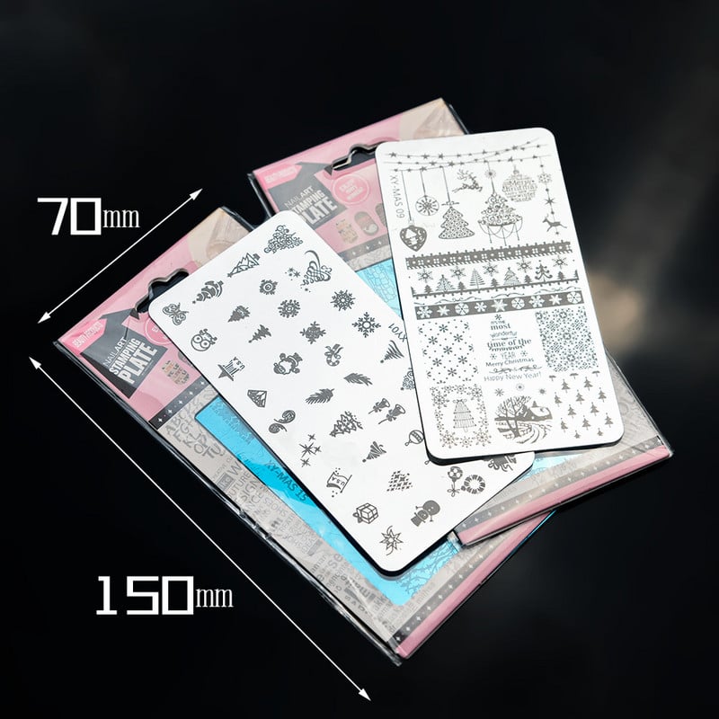 Χριστουγεννιάτικη πλάκα για σφράγιση νυχιών Πλάκες Φεστιβάλ Snowflake Pattern Nail Art Image Πλάκα από ανοξείδωτο ατσάλι Εργαλεία στένσιλ για Χριστούγεννα Πρωτοχρονιά