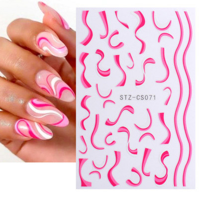 Fire Flame Nail Art matricák 3D Rózsaszín Fekete Design Ragasztó Csúszó Fóliák Kék Barkácscsomagolás Nyári Dekorációs Matricák