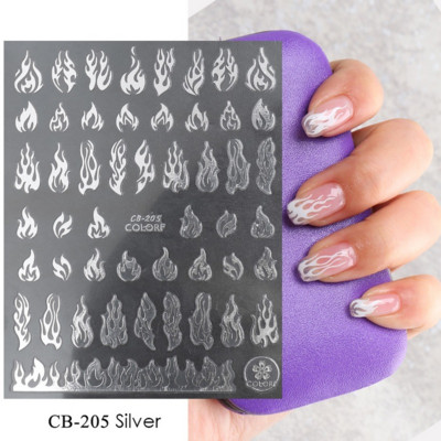 Fire Flame Nail Art matricák 3D Rózsaszín Fekete Design Ragasztó Csúszó Fóliák Kék Barkácscsomagolás Nyári Dekorációs Matricák