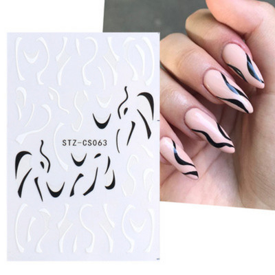 Fire Flame Nail Art matricák 3D Rózsaszín Fekete Design Ragasztó Csúszó Fóliák Kék Barkácscsomagolás Nyári Dekorációs Matricák