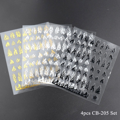 Fire Flame Nail Art matricák 3D Rózsaszín Fekete Design Ragasztó Csúszó Fóliák Kék Barkácscsomagolás Nyári Dekorációs Matricák