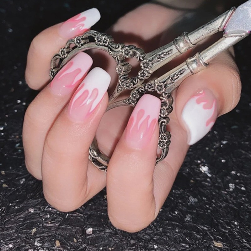 Fire Flame Nail Art matricák 3D Rózsaszín Fekete Design Ragasztó Csúszó Fóliák Kék Barkácscsomagolás Nyári Dekorációs Matricák