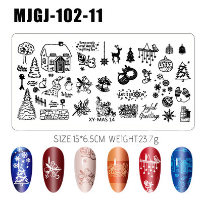 Χριστουγεννιάτικο πιάτο σφράγισης νιφάδα χιονιού Άγιος Βασίλης Ζώο με μοτίβο δαντέλας Πρότυπο σφράγισης νυχιών Πρότυπο χριστουγεννιάτικου δέντρου εικόνας πιάτο Πρωτοχρονιά