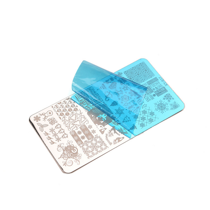 Χριστουγεννιάτικο πιάτο σφράγισης νιφάδα χιονιού Άγιος Βασίλης Ζώο με μοτίβο δαντέλας Πρότυπο σφράγισης νυχιών Πρότυπο χριστουγεννιάτικου δέντρου εικόνας πιάτο Πρωτοχρονιά