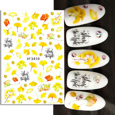 1 τμχ 3D αυτοκόλλητο νυχιών Χρυσά φύλλα σφενδάμου Αυτοκόλλητα συρόμενα φύλλα λουλουδιών τουλίπας Αυτοκόλλητα DIY Διακοσμήσεις μανικιούρ νυχιών