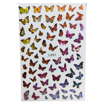 Nail Art matrica Lézeres pillangó tavaszi virágok matricák körmökhöz Holografikus ragasztós csúszkák 3D körömmatrica dekoráció