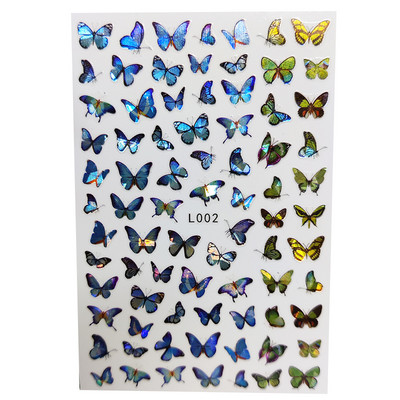 Nail Art matrica Lézeres pillangó tavaszi virágok matricák körmökhöz Holografikus ragasztós csúszkák 3D körömmatrica dekoráció