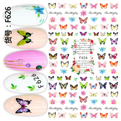 Nail Art matrica Lézeres pillangó tavaszi virágok matricák körmökhöz Holografikus ragasztós csúszkák 3D körömmatrica dekoráció