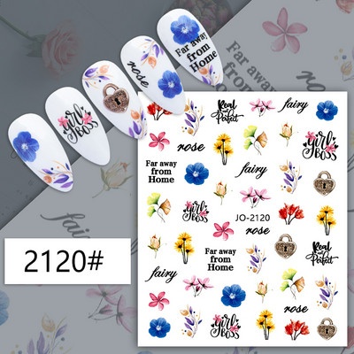 Nail Art matrica Lézeres pillangó tavaszi virágok matricák körmökhöz Holografikus ragasztós csúszkák 3D körömmatrica dekoráció