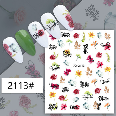 Nail Art matrica Lézeres pillangó tavaszi virágok matricák körmökhöz Holografikus ragasztós csúszkák 3D körömmatrica dekoráció