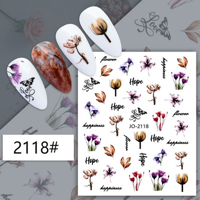 Nail Art matrica Lézeres pillangó tavaszi virágok matricák körmökhöz Holografikus ragasztós csúszkák 3D körömmatrica dekoráció