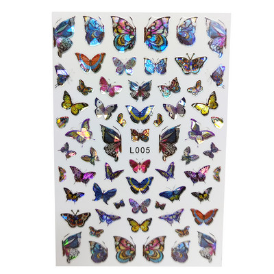 Nail Art matrica Lézeres pillangó tavaszi virágok matricák körmökhöz Holografikus ragasztós csúszkák 3D körömmatrica dekoráció