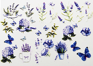 Vruće 3D akrilne naljepnice za nokte s ugraviranim cvijetom Plavo ružičaste boje Vodene naljepnice s cvijetom Empaistic Naljepnice za tobogan za nokte Z0479