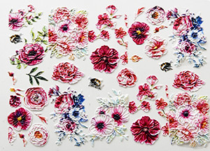 Vruće 3D akrilne naljepnice za nokte s ugraviranim cvijetom Plavo ružičaste boje Vodene naljepnice s cvijetom Empaistic Naljepnice za tobogan za nokte Z0479