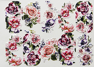 Vruće 3D akrilne naljepnice za nokte s ugraviranim cvijetom Plavo ružičaste boje Vodene naljepnice s cvijetom Empaistic Naljepnice za tobogan za nokte Z0479