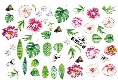 Vruće 3D akrilne naljepnice za nokte s ugraviranim cvijetom Plavo ružičaste boje Vodene naljepnice s cvijetom Empaistic Naljepnice za tobogan za nokte Z0479