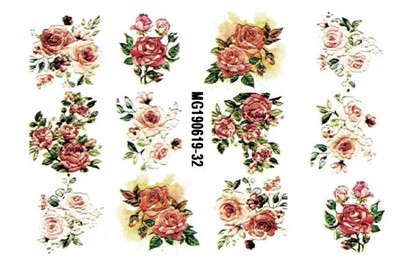 Vruće 3D akrilne naljepnice za nokte s ugraviranim cvijetom Plavo ružičaste boje Vodene naljepnice s cvijetom Empaistic Naljepnice za tobogan za nokte Z0479