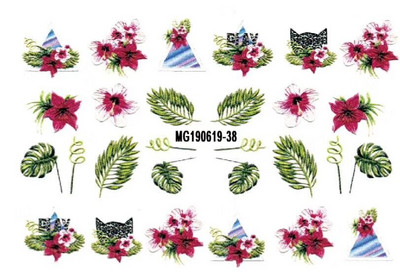 Vruće 3D akrilne naljepnice za nokte s ugraviranim cvijetom Plavo ružičaste boje Vodene naljepnice s cvijetom Empaistic Naljepnice za tobogan za nokte Z0479