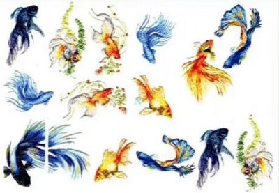 Vruće 3D akrilne naljepnice za nokte s ugraviranim cvijetom Plavo ružičaste boje Vodene naljepnice s cvijetom Empaistic Naljepnice za tobogan za nokte Z0479