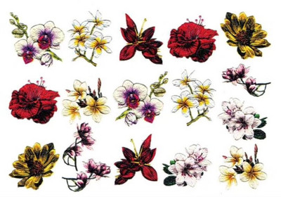 Vruće 3D akrilne naljepnice za nokte s ugraviranim cvijetom Plavo ružičaste boje Vodene naljepnice s cvijetom Empaistic Naljepnice za tobogan za nokte Z0479