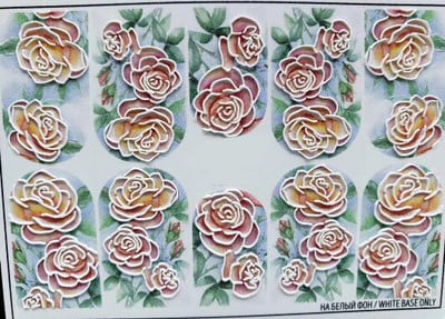 Vruće 3D akrilne naljepnice za nokte s ugraviranim cvijetom Plavo ružičaste boje Vodene naljepnice s cvijetom Empaistic Naljepnice za tobogan za nokte Z0479