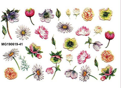 Vruće 3D akrilne naljepnice za nokte s ugraviranim cvijetom Plavo ružičaste boje Vodene naljepnice s cvijetom Empaistic Naljepnice za tobogan za nokte Z0479