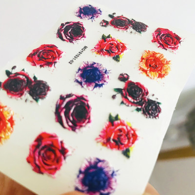 Vruće 3D akrilne naljepnice za nokte s ugraviranim cvijetom Plavo ružičaste boje Vodene naljepnice s cvijetom Empaistic Naljepnice za tobogan za nokte Z0479