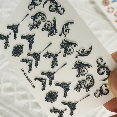 Vruće 3D akrilne naljepnice za nokte s ugraviranim cvijetom Plavo ružičaste boje Vodene naljepnice s cvijetom Empaistic Naljepnice za tobogan za nokte Z0479