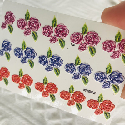 Vruće 3D akrilne naljepnice za nokte s ugraviranim cvijetom Plavo ružičaste boje Vodene naljepnice s cvijetom Empaistic Naljepnice za tobogan za nokte Z0479